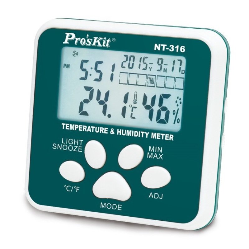 Đồng hồ đo nhiệt độ độ ẩm Proskit NT-316 (Trắng phối xanh)