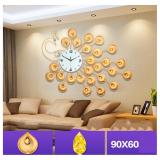 Đồng hồ treo tường mạ giả vàng đính đá cao cấp hình công kích thước 60x90cm (màu vàng) GICOLY - (BQ239-VANG60X90CM)