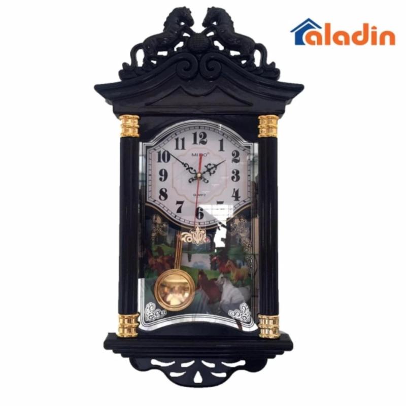 Nơi bán Đồng hồ treo tường quả lắc hình ngôi nhà Vati f19 (nâu) – Thích hợp cho không gian phòng khách nhà bạn