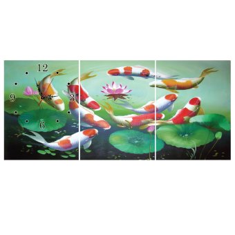 Đồng hồ tranh Cửu ngư quần hội Vicdecor DHT0116