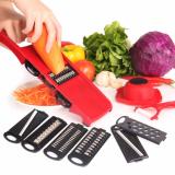 Dụng cụ bào củ quả thành sợi, thành lát với 6 lưỡi bào (màu đỏ-đen)