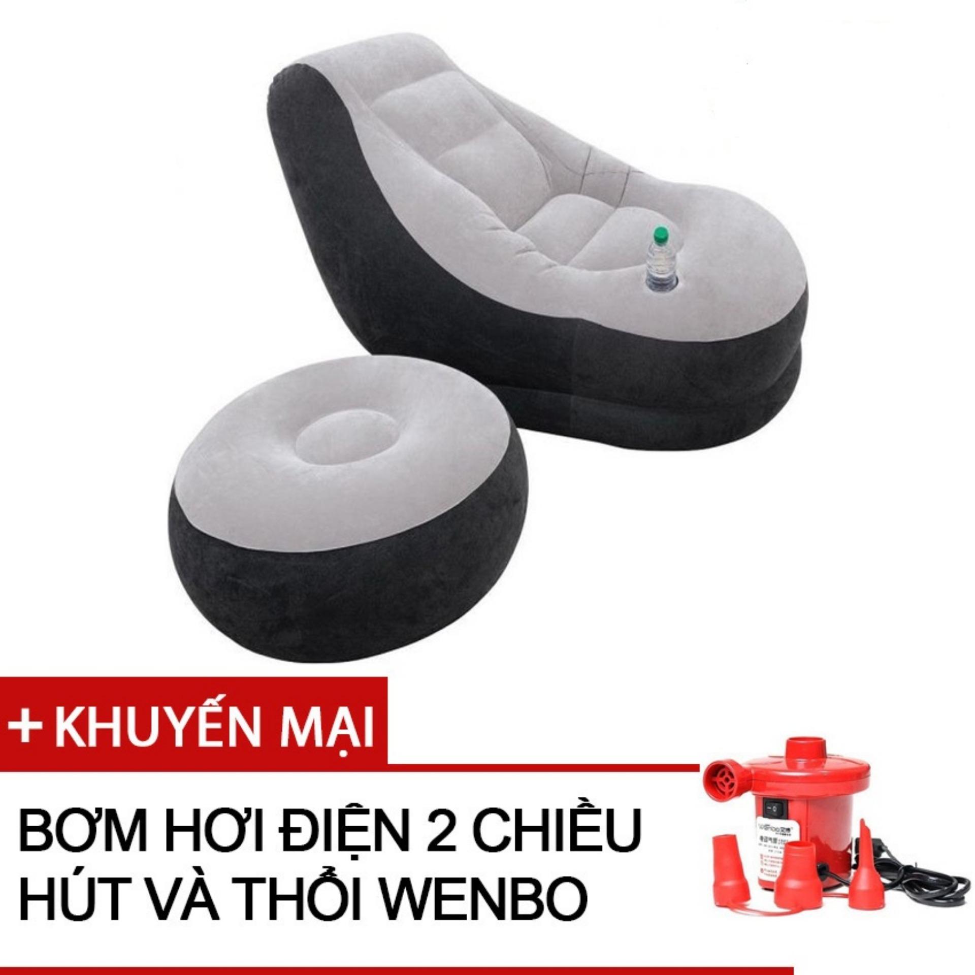Ghế hơi tựa lưng intex 68564 + tặng bơm điện