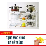 Giá kệ xoong nồi gầm bếp bằng nhựa lắp ghép thông minh - Tặng 1 móc chìa khoá ngộ nghĩnh hình gà đẻ trứng - SDX247