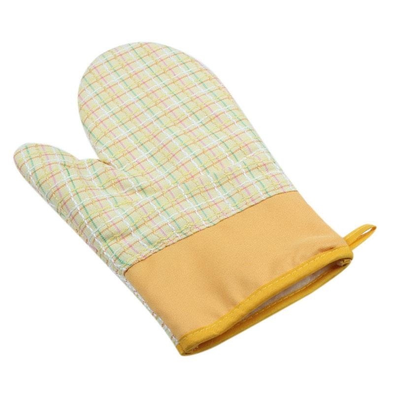 Hình ảnh Grid Cotton Oven Gloves Heat Resistant Microwave Oven Kitchen Glove YE - intl