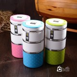 Hộp cơm giữ nhiệt 3 tầng chấm bi