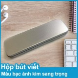 Hộp đựng bút viết màu bạc ánh kim sang trọng