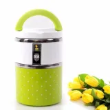Hộp đựng cơm giữ nhiệt 2 tầng chấm bi