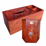 Hộp giấy ăn 3 ngăn kèm hộp đựng gói trà cỡ lớn COM3T