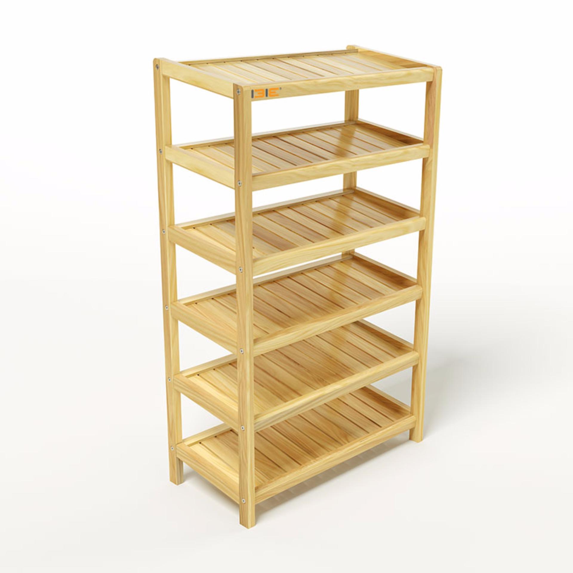 Kệ giày dép gỗ tự nhiên 6 tầng rộng 80cm