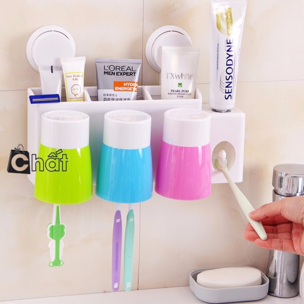 [Lấy mã giảm thêm 30%] Kệ Đựng Bàn Chải Và Kem Đánh Răng Đa Năng 3 Cốc CL