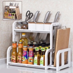 Kệ đựng đồ nhà bếp 2 tầng có khe cắm dao thớt tashuan hàng vnclc