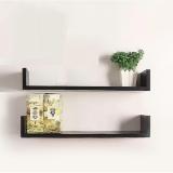 [HCM]Kệ sách treo tường gỗ Lõi xanh Chống ẩm bộ 2 chữ U ngang 60cm sâu 20cm Tg02S (để vừa giấy A4) (Đen)