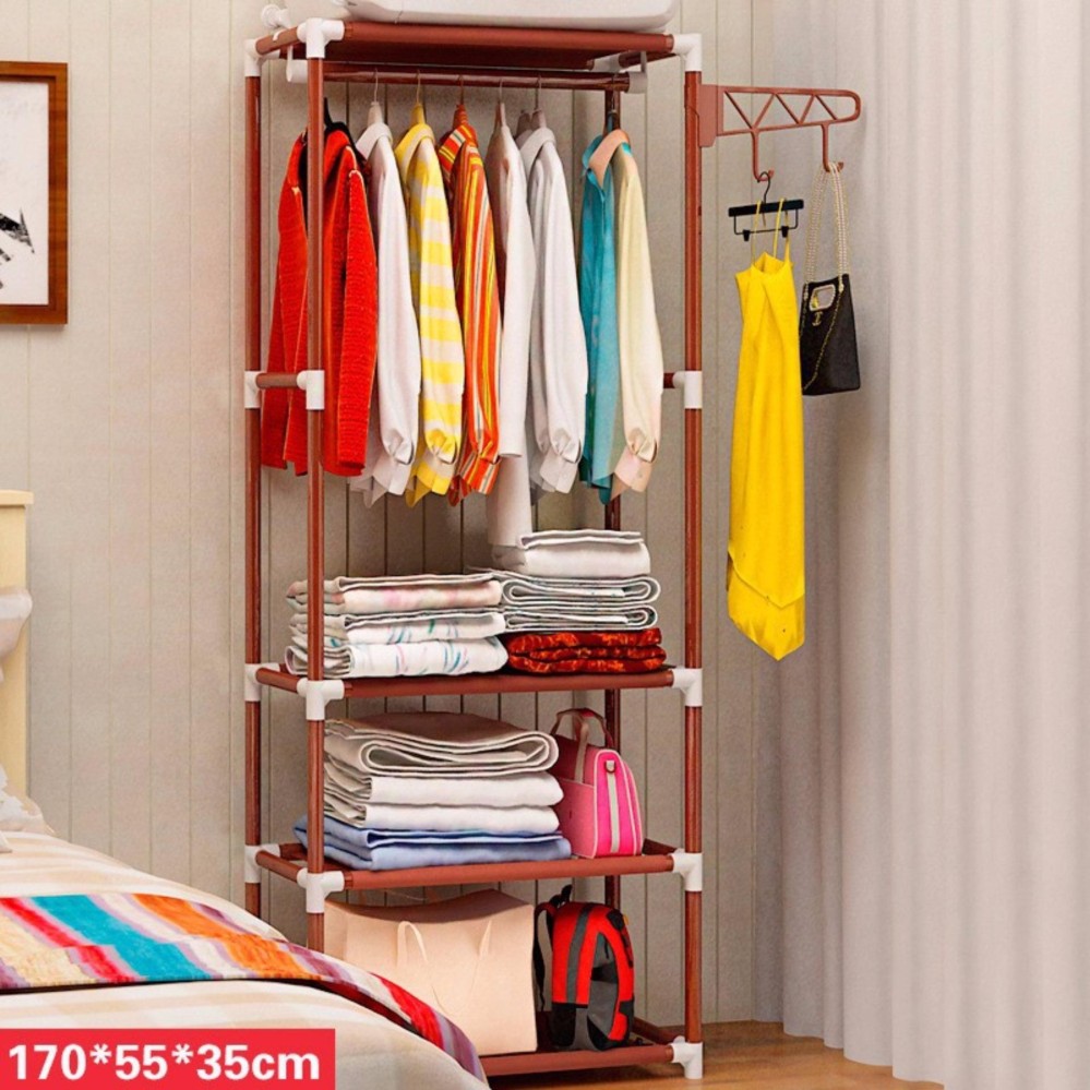 Kệ treo quần áo 4 tầng 3 ngăn/ giá treo quần áo
