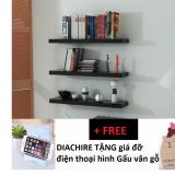 [HCM]Kệ treo tường DIACHIRE bộ 3 thanh 50cm gỗ lõi xanh chống ẩm cho tường nhỏ (Đen) + TẶNG giá đỡ điện thoại hình thú