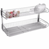 Prota Kệ úp chén dĩa treo tường cao cấp  2 tầng inox 304 Goda, kèm khay hứng nước bằng nhựa cao cấp 777 x 285mm