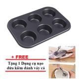 Khuôn nướng bánh chống dính 6 ô + Tặng 1 dụng cụ nạo dừa đánh vảy cá