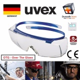 Kính bảo hộ UVEX 9169065 Super Over-the-Glass (OTG) Safety Spectacle Blue Frame Clear Optidur NC/Hi-Res Len, TRÒNG TRONG SUỐT, GỌNG XANH DƯƠNG CHUYỂN ĐỘNG, CÓ THỂ ĐEO NGOÀI KÍNH CẬN