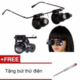 Kính lúp 2 mắt phóng đại 20x tặng 1bút thử điện(có đèn led)