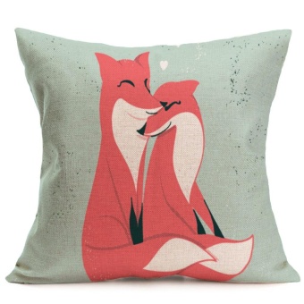 Lovers Painting Linen Cushion Cover Throw Waist Pillow Case Sofa Home Decor I - intl  