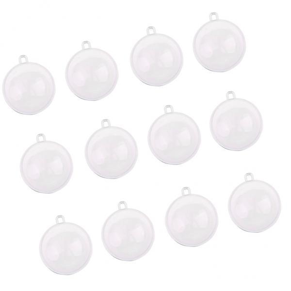 MagiDeal 12 Pieces Round Candy Boxes Clear Wedding Party Christmas Hanging Balls 7cm - intl