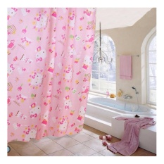 Màn Treo Nhà Tắm Satin Loại Dày -mèo hồng