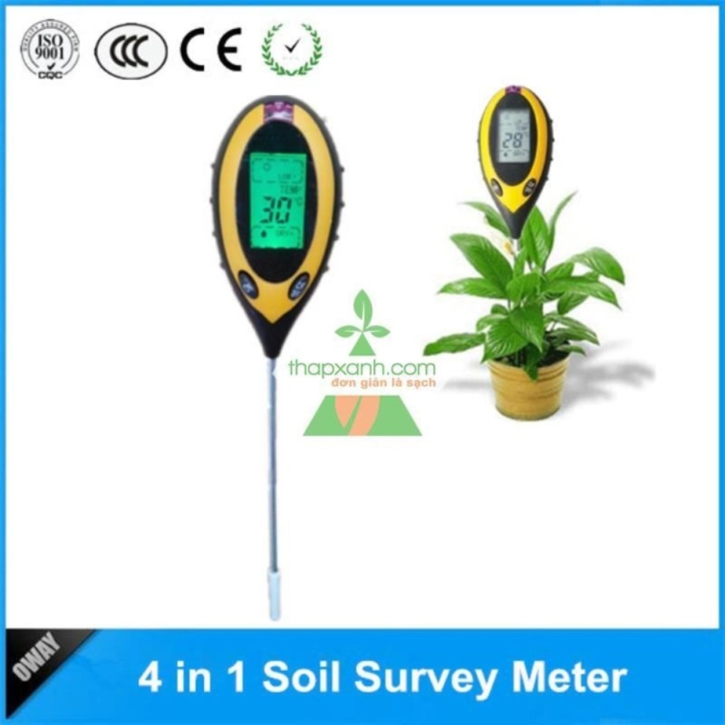 Máy đo độ PH đất 4 trong 1, đo PH, độ ẩm của đất, đo nhiệt độ, đo ánh sáng
