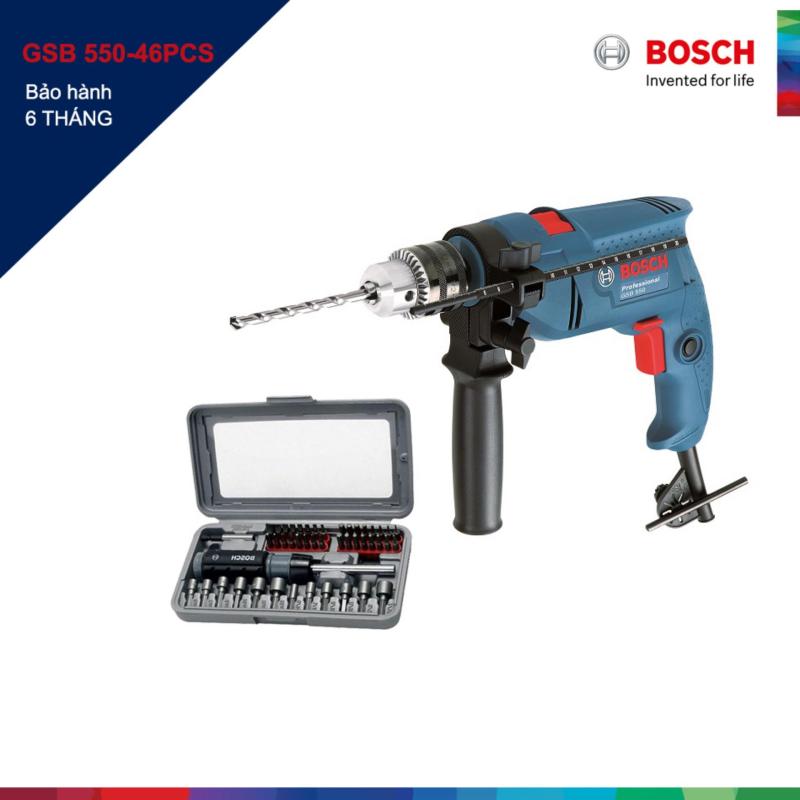 Máy khoan động lực Bosch GSB 550 và bộ dụng cụ 46 chi tiết