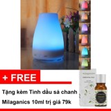 [HCM]Máy phun sương khuếch tán tinh dầu làm mát và lọc không khí + Tinh dầu Milaganics sả chanh 10ml (hình trụ trắng)