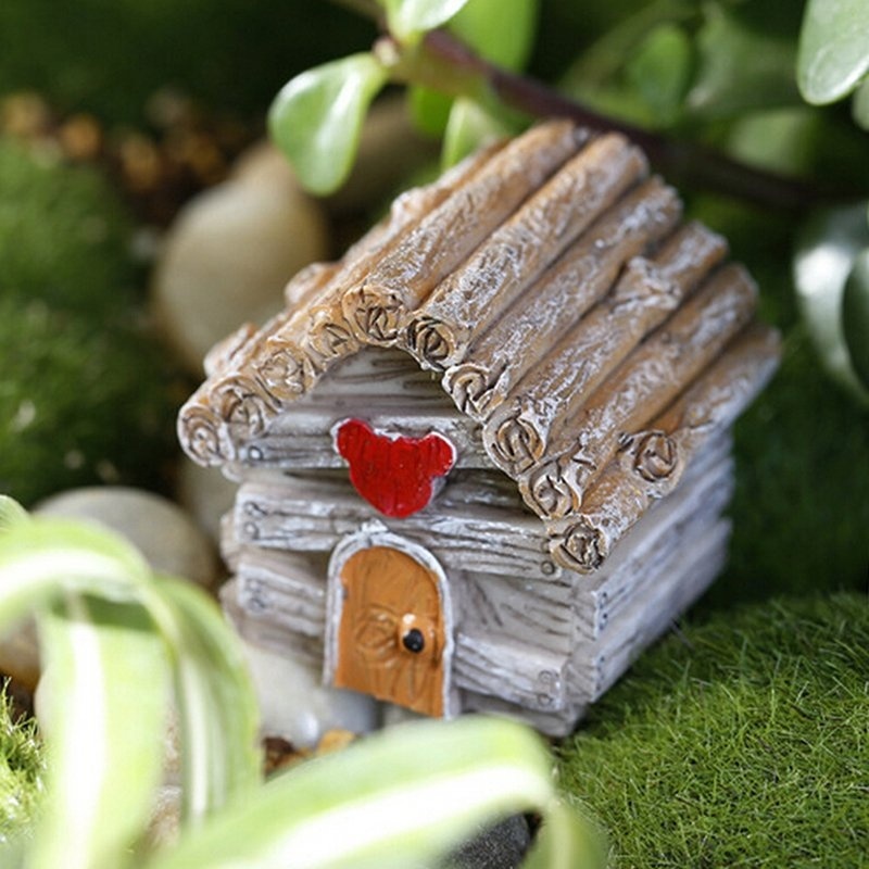 Miniature House Fairy Garden Micro Landscape Home Decoration Resin Grey - intl