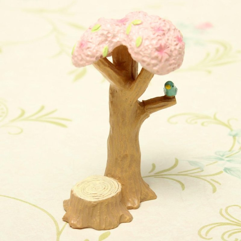 Miniature Pink Cherry Tree Stump Garden Ornament Pot Plant Craft Decoration - intl