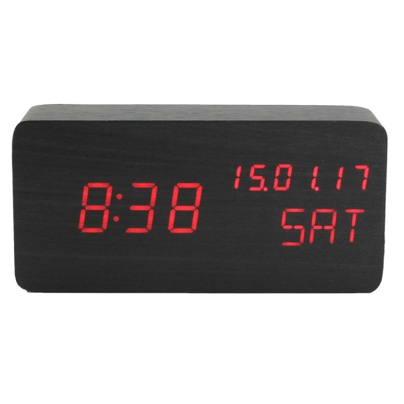 Bảng giá Mua Modern Cube Wooden Wood Digital LED Desk Voice Control Alarm
ClockThermometer LED Color Red - intl