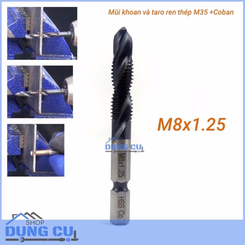 Mũi khoan và taro ren M8x1.25 cao cấp thép M35+Co
