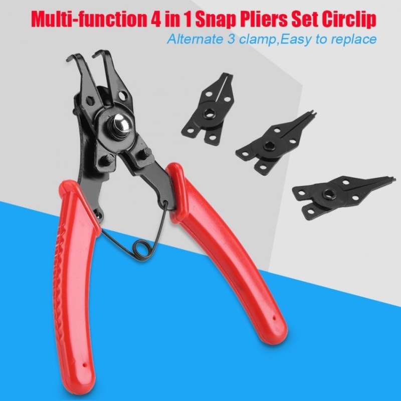 Multifunction 4 in 1 Snap Ring Pliers Set Circlip Combination
Retaining Clip Hand Tool (Red) - intl