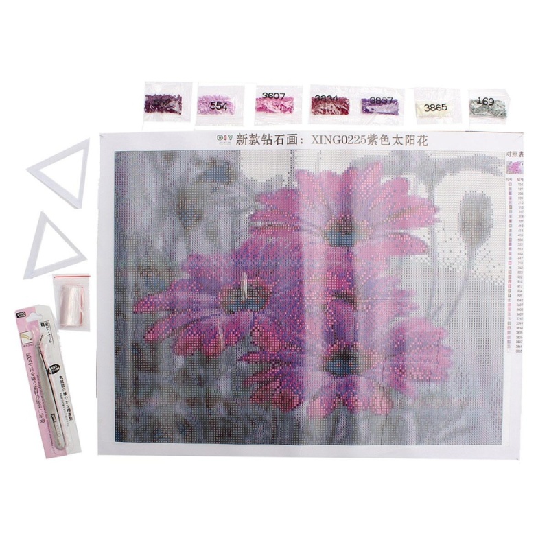 Mua Needlework Diy Diamond painting patchwork Lilac Daisies 40*30cm painting square diamond full resinstone sticker painting - intl