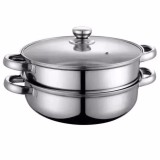 Nồi hấp inox 2 tầng hotpot size 28cm đa năng, nồi hấp bánh bao, hấp trứng, bộ xửng hấp inox 28cm - nồi hấp đa năng 2 tầng cao cấp nắp kính dùng được cho mọi loại bếp..