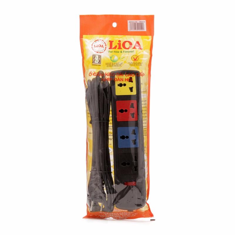 Bảng giá Mua Ổ 4D có nắp che dây 5m x 2 LiOA 4D52N (Đen)