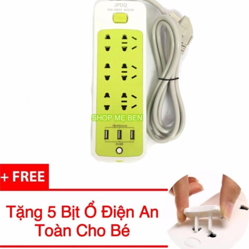 Bảng giá Ổ Cắm 6 phích cắm tích hợp 3 Cổng USB Sạc Điện Thoại + Tặng Kèm 5 Nút Bịt Ổ Điện