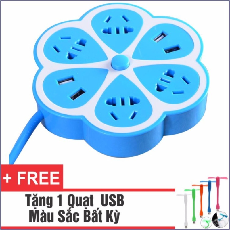 Bảng giá Ổ Cắm Điện Đa Năng Có 4 Cổng USB Bông Hoa + Tặng 1 Quạt USB Tiện Dụng