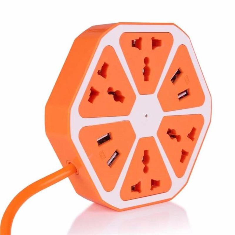 Bảng giá Ổ cắm điện lục giác tích hợp 4 cổng USB - Mẫu 2017 (Cam)