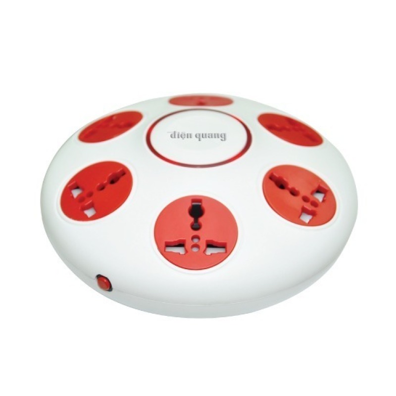 Bảng giá Ổ cắm Điện Quang 3 chấu UFO 6 5m (Trắng phối đỏ)