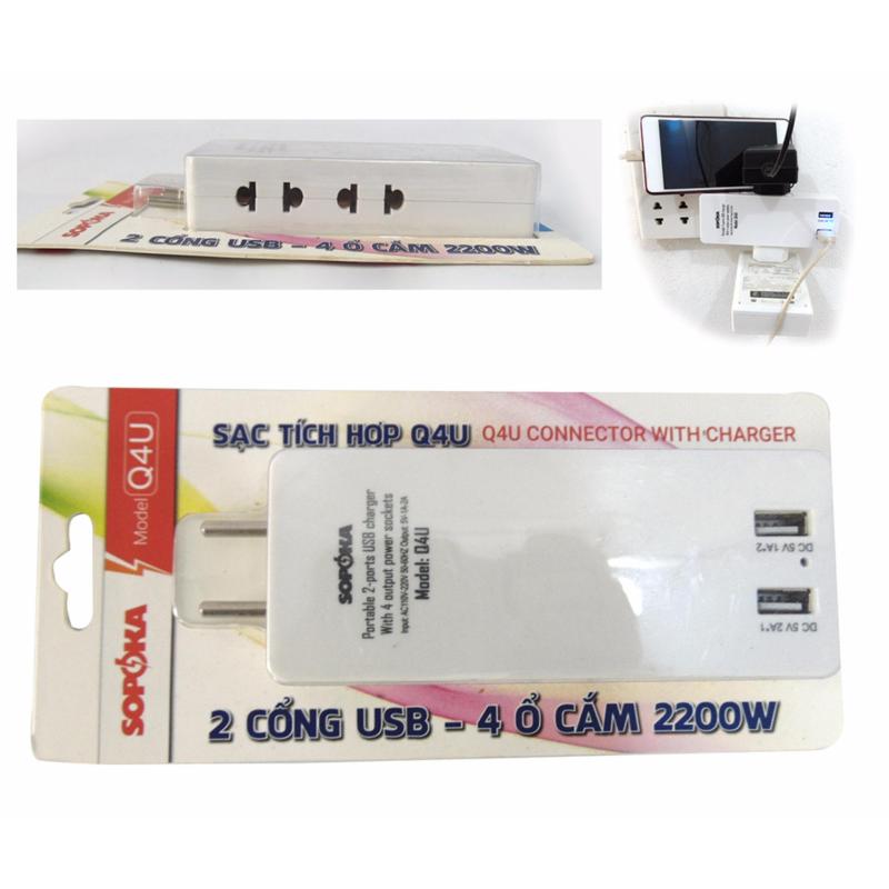 Bảng giá Ổ Cắm Điện Tích Hợp Xạc Điện Thoại Đa Năng 2 Cổng USB 5v Q4U SOPOKA