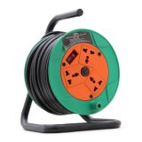 Ổ cắm kéo dài quay tay kiểu Rulo nhỏ LiOA QN20-2-15A 20m x 2 15A (Xanh lá cây đậm)