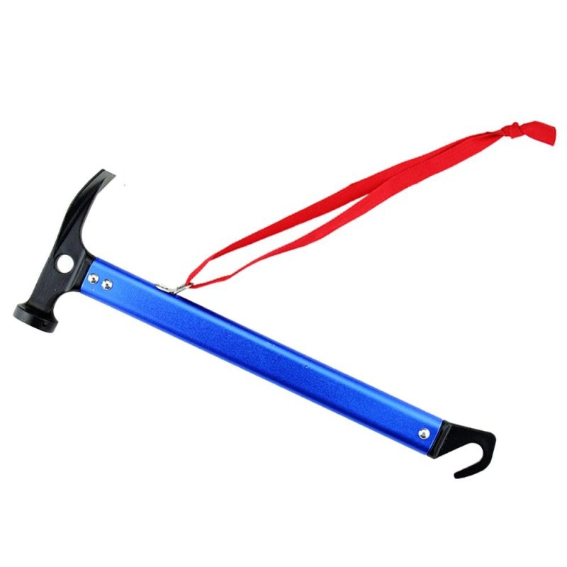 Portable Multi Function Aluminum Outdoor Camping Tent Stakes Mallet Hammer for Outdoor Tapping Picking Nails Pegs Blue - intl