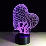 Quà tặng - đèn 3d trái tim - chiếu sáng 7 màu