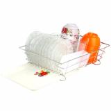 Rổ inox 304 úp chén dĩa + khay hứng nước kéo trượt Goda