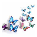 Set 12 bướm 3D trang trí tủ lạnh hoặc dán tường - Xanh Đen