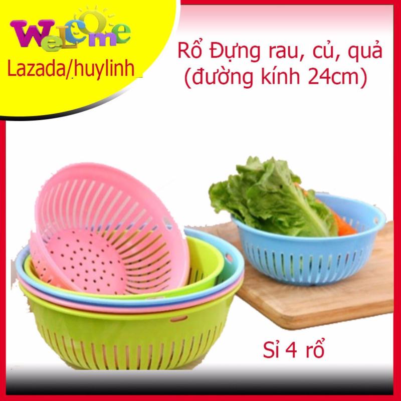 Giá bán Sỉ 4 Rổ đựng rau ,củ, quả đường kính 24cm (4 cái ) giao màu ngẫu
nhiên