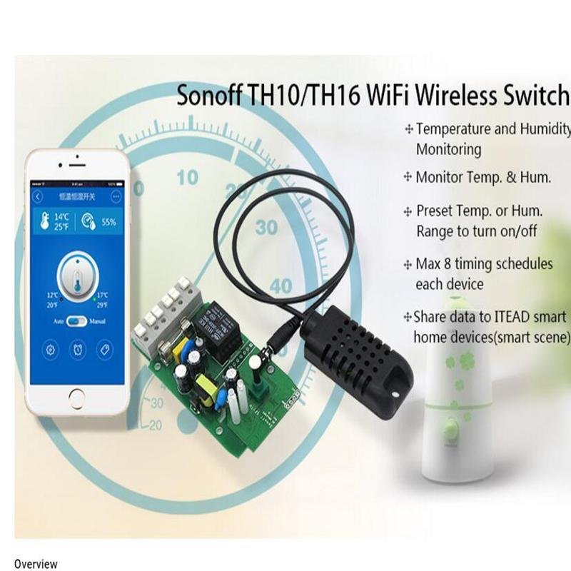 Sonoff TH16A Temperature & Humidity Monitoring WiFi Smart Automation Switch APP - intl