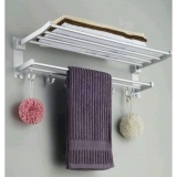 Space Aluminum Double Towel Rack With 5 Hooks