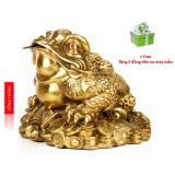 Tượng Thiềm thừ (nhỏ)- Bằng đồng thau cao 10cm (Cóc ba chân linh vật phong thuỷ hút tài lộc)